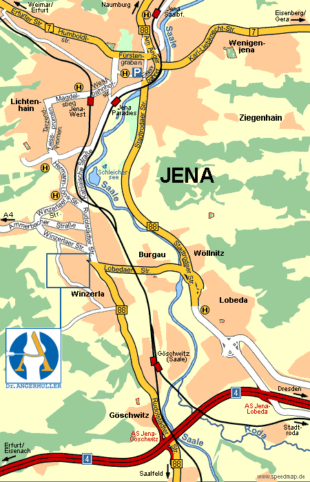Anfahrt Jena - Uebersichtskarte